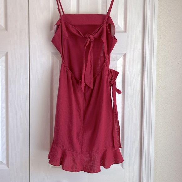 SHEIN 100% Cotton Red Wrap Backless Dress XL - Picture 9 of 14